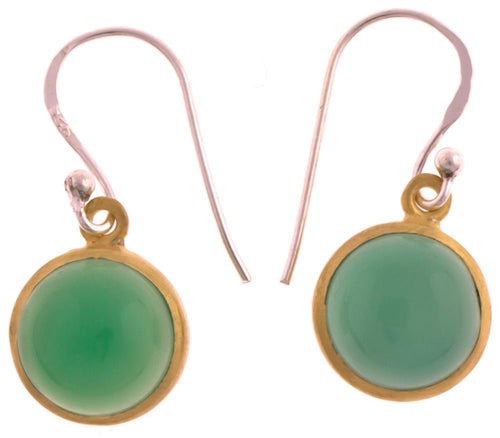 Silberohrringe vergoldet rund Stein Onyx grün Ohrringe 925 Sterling Silber - chic - net.de