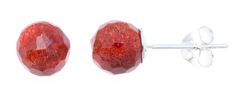 Silberohrstecker 8 mm Kugel Koralle facettiert 925er Sterling Silber Fassung - chic - net.de