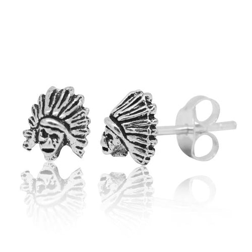 Silberohrstecker Damen 925er Sterling Silber Stecker dunkel oxidiert Indianer - chic - net.de