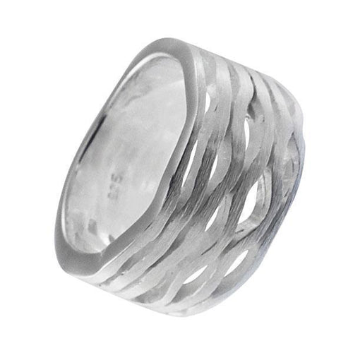 Silberring 925er Sterling Silber Designer Ringe Schmuck massiv Wellen matt - chic - net.de