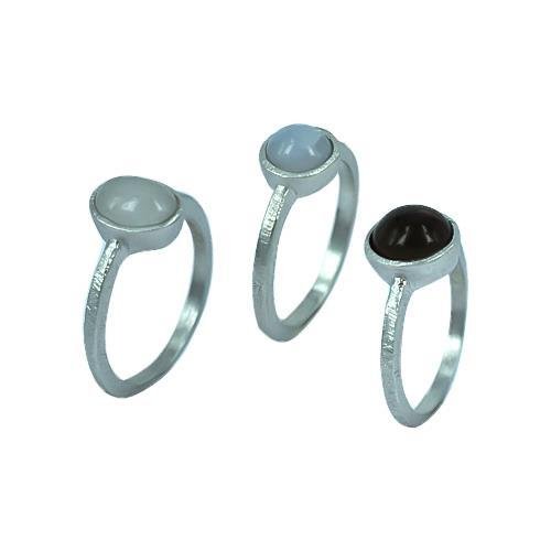 Silberring 925er Sterling Silber Designer Ringe Schmuck Mondstein Achat Chalcedon - chic - net.de
