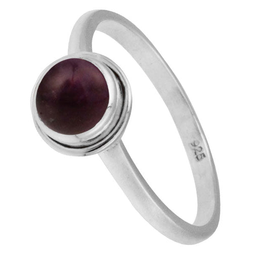 Silberring Amethyst 6 mm lila rund Rand 925er Sterling Silber Stein Ringe Schmuck - chic - net.de