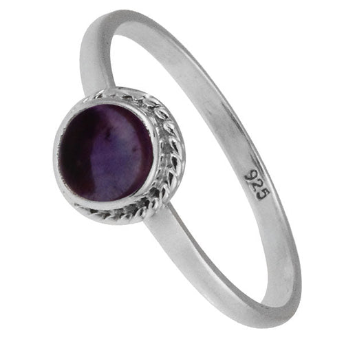Silberring Amethyst lila 5 mm rund Zopf Rand 925er Sterling Silber Stein Ringe Schmuck - chic - net.de