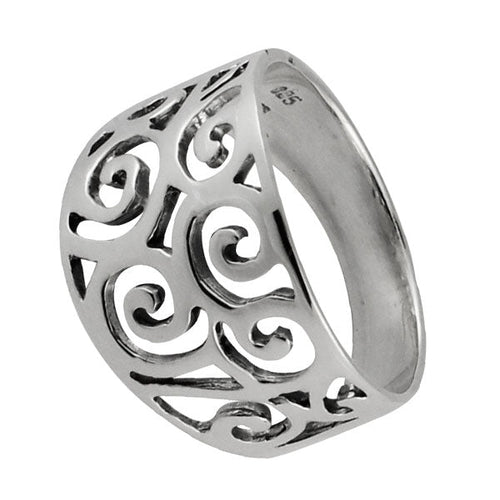 Silberring Ausstanzung Spiralen dick 925er Sterling Silber Designer Ringe Schmuck - chic - net.de