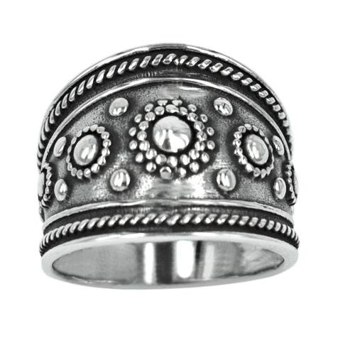 Silberring Bali Kreis Muster schwarz oxidiert Ringe Ring 925er Sterling Silber Damen Schmuck - chic - net.de