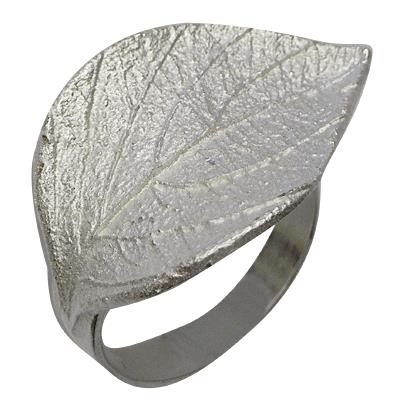 Silberring Blatt groß rau Ring 925er Sterling Silber verstellbar Damen Designer Schmuck Ringe - chic - net.de