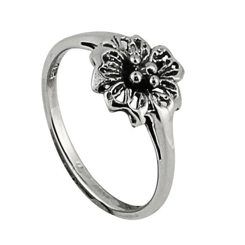 Silberring Blume dunkel fünfblättrig 925er Sterling Silber Designer Ringe Schmuck - chic - net.de