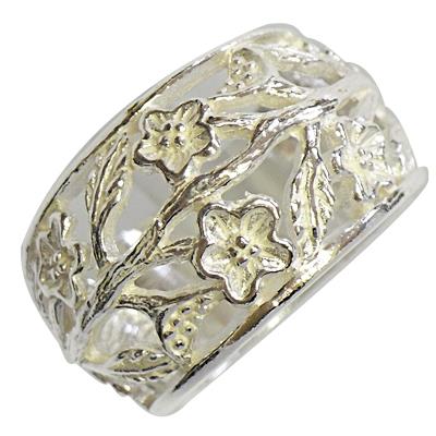 Silberring breit Blumen Muster Ringe Ring 925er Sterling Silber Damen Designer Schmuck - chic - net.de
