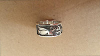 Cargar imagen en el visor de la galería, Silberring massiv Muster Vögel dunkel oxidiert Ring 925er Sterling Silber Ringschmuck Damen - chic - net.de
