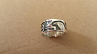 Cargar imagen en el visor de la galería, Silberring massiv Muster Vögel dunkel oxidiert Ring 925er Sterling Silber Ringschmuck Damen - chic - net.de
