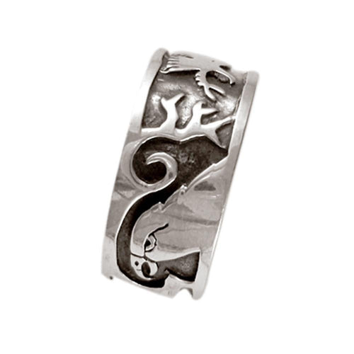 Silberring massiv Muster Vögel dunkel oxidiert Ring 925er Sterling Silber Ringschmuck Damen - chic - net.de