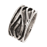 Load image into Gallery viewer, Silberring massiv oxidiert Wellen Muster Ring 925er Sterling Silber Unisex Designer Schmuck Ringe - chic - net.de
