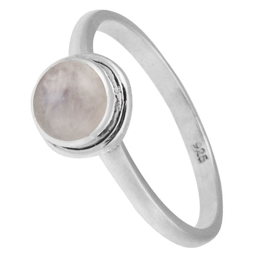 Silberring Mondstein 6 mm weiß rund Rand 925er Sterling Silber Stein Ringe Schmuck - chic - net.de