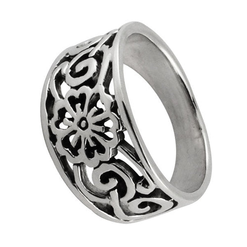 Silberring Ornamente Blume Bandring 925er Sterling Silber Designer Ringe Schmuck - chic - net.de