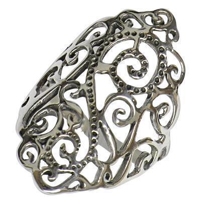 Silberring Ornamente Stanz Muster groß Ring 925er Sterling Silber Damen Schmuck Ringe - chic - net.de
