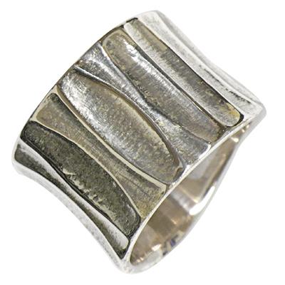 Silberring ovale Kerben geriffelt Ring 925er Sterling Silber Unisex Designer Schmuck Ringe - chic - net.de