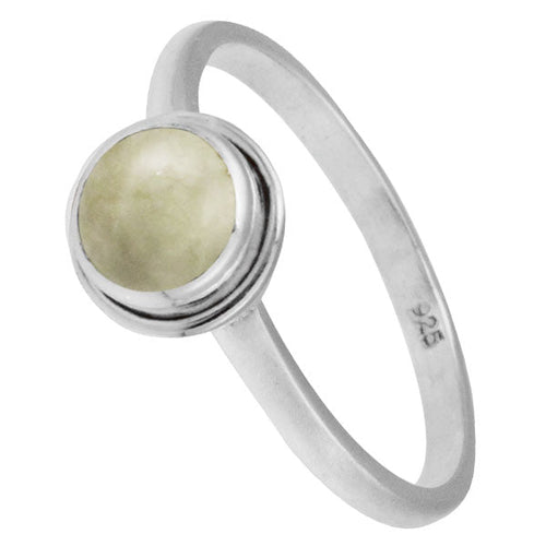 Silberring Prehnit 6 mm grün rund Rand 925er Sterling Silber Stein Ringe Schmuck - chic - net.de