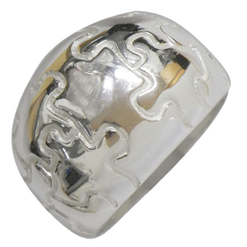 Silberring Puzzle Muster hell oxidiert Ring 925er Sterling Silber Damen Designer Schmuck - chic - net.de
