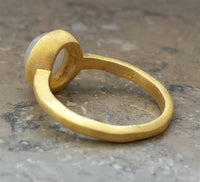 Load image into Gallery viewer, Silberring Ring Blue Lace Stein vergoldet weiß 925 Sterling - chic - net.de
