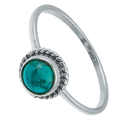 Silberring Türkis 5 mm rund Zopf Rand 925er Sterling Silber Stein Ringe Schmuck - chic - net.de
