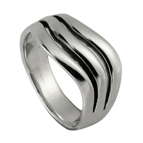 Silberring Welle zwei Spalten 925er Sterling Silber Designer Ringe Schmuck - chic - net.de
