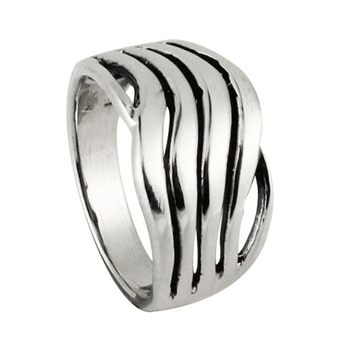 Silberring Wellen Linien breit 925er Sterling Silber Designer Ringe Schmuck - chic - net.de