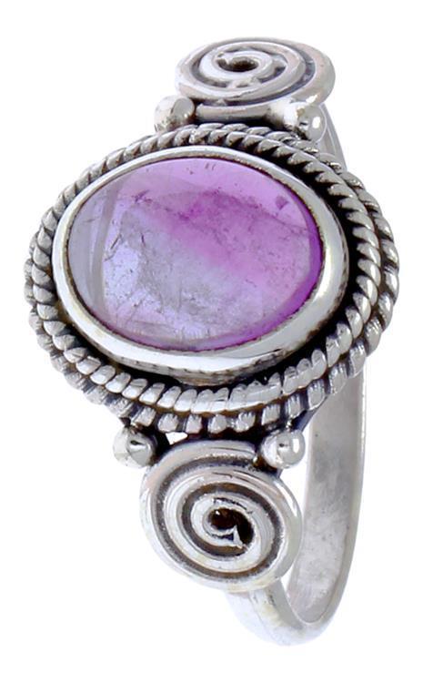 Silberringe Amethyst Seile Spiralen Kreise oval lila Punkte 925 Sterling Silber Ringe - chic - net.de