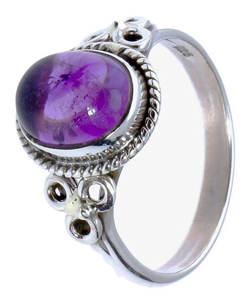 Silberringe Amethyst Seilrand Blume drei Kreise oval 925er Sterling Silber Ringe Schmuck - chic - net.de