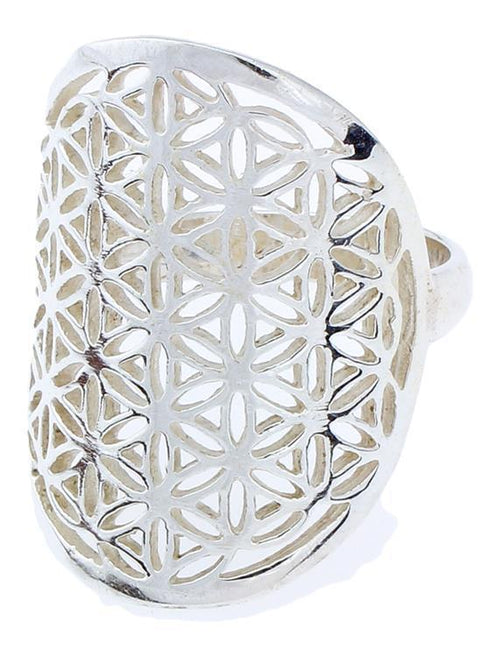 Silberringe Blume des Lebens oval groß 925er Sterling Silber Tribal Schmuck - chic - net.de