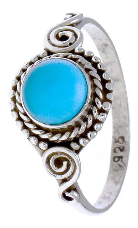 Silberringe Chalzedon Seile Spiralbögen Kreise rund türkis schmal 925er Sterling Silber Ringe - chic - net.de