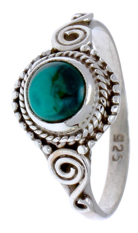 Silberringe Malachit Seile Spiralbögen Kreise rund grün schmal 925er Sterling Silber Ringe Schmuck - chic - net.de