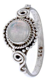 Load image into Gallery viewer, Silberringe Mondstein Seile Spiralbögen Kreise rund weiß schmal 925er Sterling Silber Ringe Schmuck - chic - net.de

