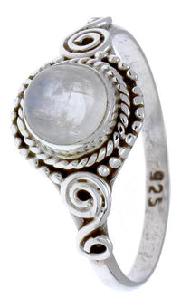 Load image into Gallery viewer, Silberringe Mondstein Seile Spiralbögen Kreise rund weiß schmal 925er Sterling Silber Ringe Schmuck - chic - net.de
