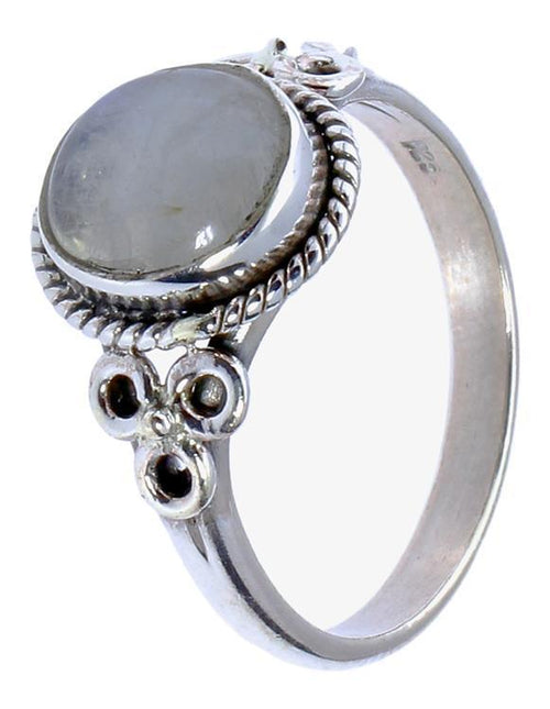 Silberringe Mondstein Seilrand Blume drei Kreise rund 925er Sterling Silber Ringe Schmuck - chic - net.de