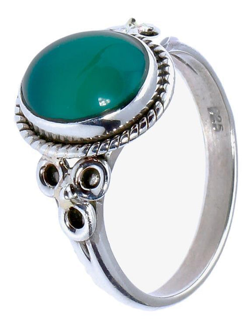 Silberringe Onyx grün Seilrand Blume drei Kreise oval 925er Sterling Silber Ringe Schmuck - chic - net.de