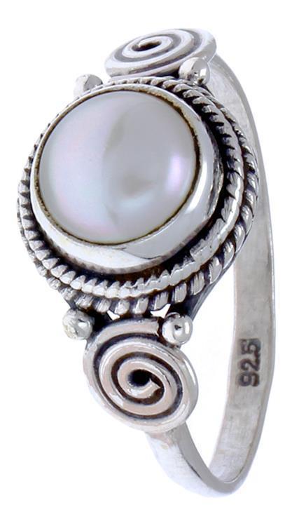 Silberringe Perle Seile Spiralen Kreise rund weiß Punkte 925 Sterling Silber Ringe - chic - net.de