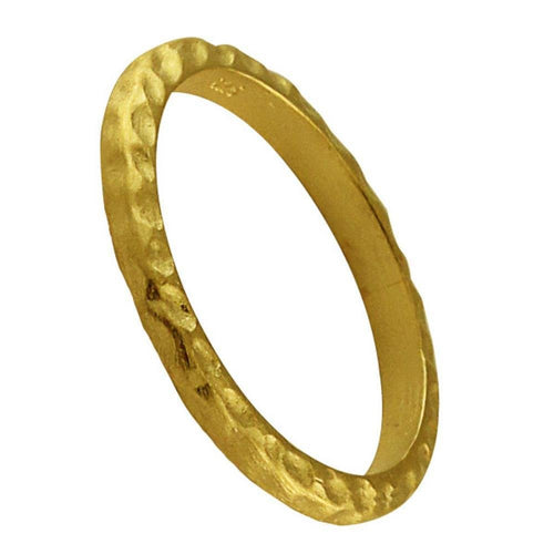 Silberringe Ring 925 Sterling Silber vergoldet dünn gehämmert - chic - net.de