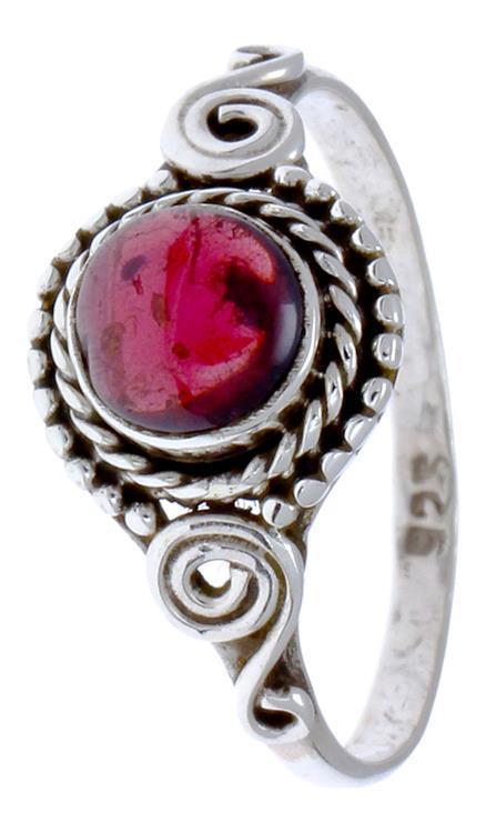 Silberringe Rubin Stein Seile Spiralbögen Kreise rund rot schmal 925er Sterling Silber Ringe Schmuck - chic - net.de