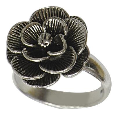 Silberringe schwarz oxidiert offene Blüte Ring 925er Sterling Silber Damen Designer Schmuck - chic - net.de