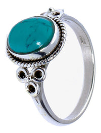 Load image into Gallery viewer, Silberringe Türkis Seilrand Blume drei Kreise oval 925 - chic - net.de
