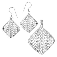 Load image into Gallery viewer, Silberschmuckset Spiralen Raute gewellt 925 Sterling Silber Damen Schmuck Set Anhänger Ohrringe - chic - net.de
