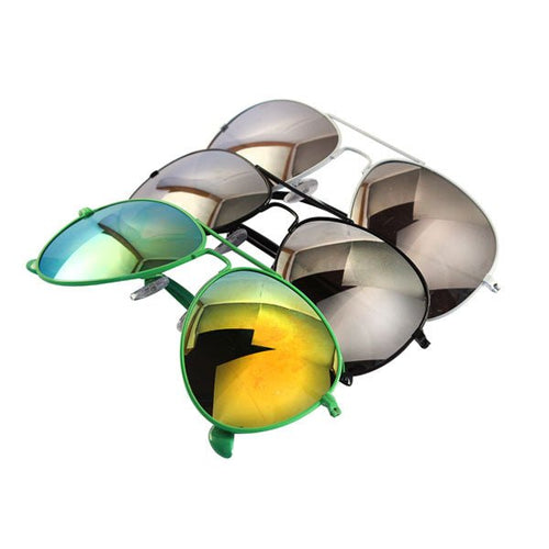 Sonnenbrille Piloten verspiegelt schwarz grün weiß 400UV - chic - net.de