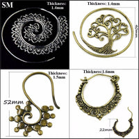Load image into Gallery viewer, Spiralen Ohrringe Baum des Lebens Messing Brass antik golden Tribal Piercing - chic - net.de
