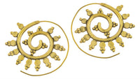 Cargar imagen en el visor de la galería, Spiralen Ohrringe Dreiecke Punkte Kreise Messing Brass antik golden Piercing Tribal - chic - net.de
