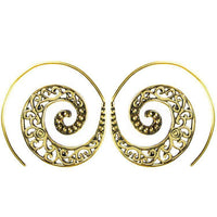 Cargar imagen en el visor de la galería, Spiralen Ohrringe gestanzt Perlen Messing antik golden nickelfrei Tribal Schmuck Piercing Brass - chic - net.de
