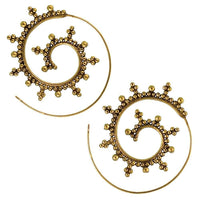 Cargar imagen en el visor de la galería, Spiralen Ohrringe Kugeln Kreuze Messing Brass antik golden nickelfrei Piercing Tribal - chic - net.de
