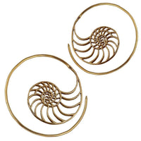 Load image into Gallery viewer, Spiralen Ohrringe Nautilus Muschel Brass antik golden Tribal Piercing - chic - net.de
