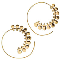 Load image into Gallery viewer, Spiralen Ohrringe zweireihige Punkte Messing Brass antik golden nickelfrei Tribal Piercing - chic - net.de
