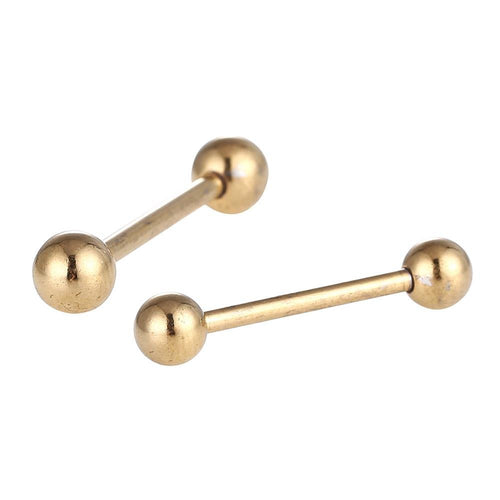 Straight Barbell Piercing Basic aus Edelstahl goldfarben Kugeln 21 mm lang - chic - net.de