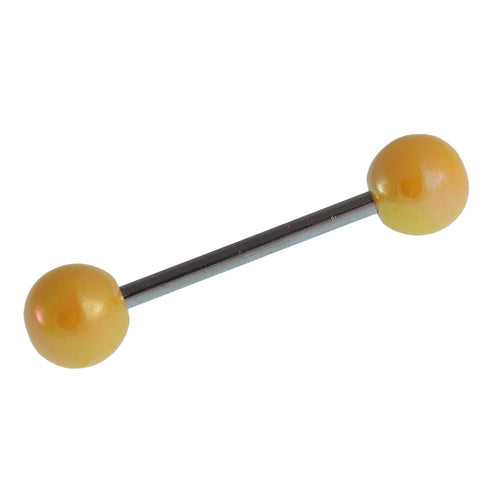 Straight Barbell Piercing Basic Edelstahl Kugeln gelb schimmernd 25 mm lang - chic - net.de